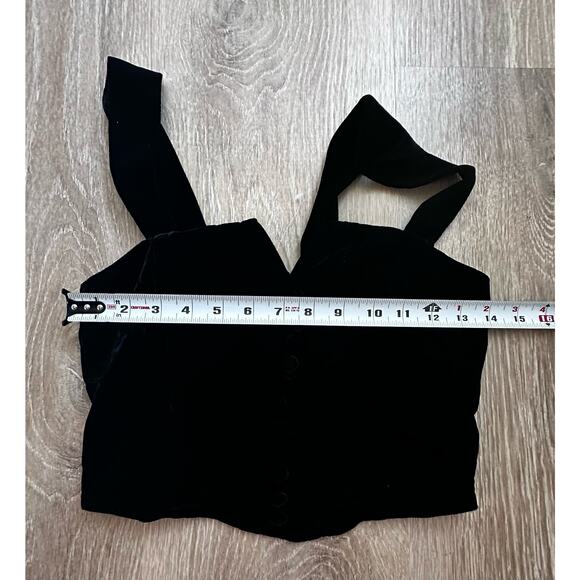 Rachel Zoe | Button Front Crop Top | NWOT | Black Velvet | SZ‎ XS - Picture 3 of 7